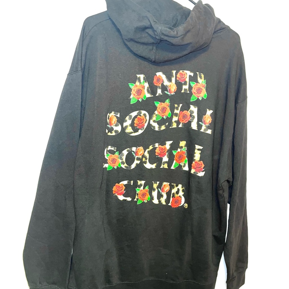 Anti Social Social Club ASSC leopard print and red roses hoodie